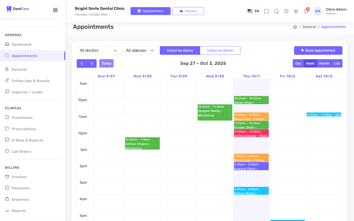 A schedule your whole team can read at a glance